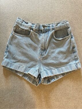 American Apparel Light Wash High-Rise Denim Shorts